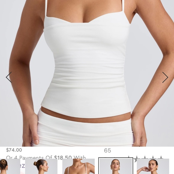Modal Ruched Layered Tank Top in White - Picture 5 of 5